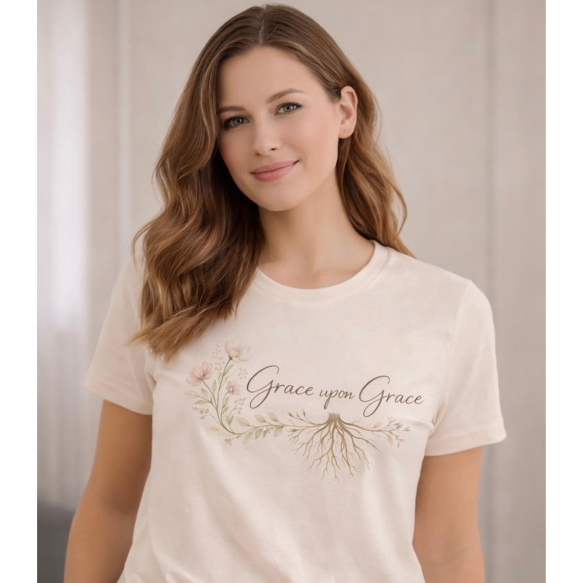 Grace upon Grace Tee, John 1:16 Minimalist Christian Shirt for Women