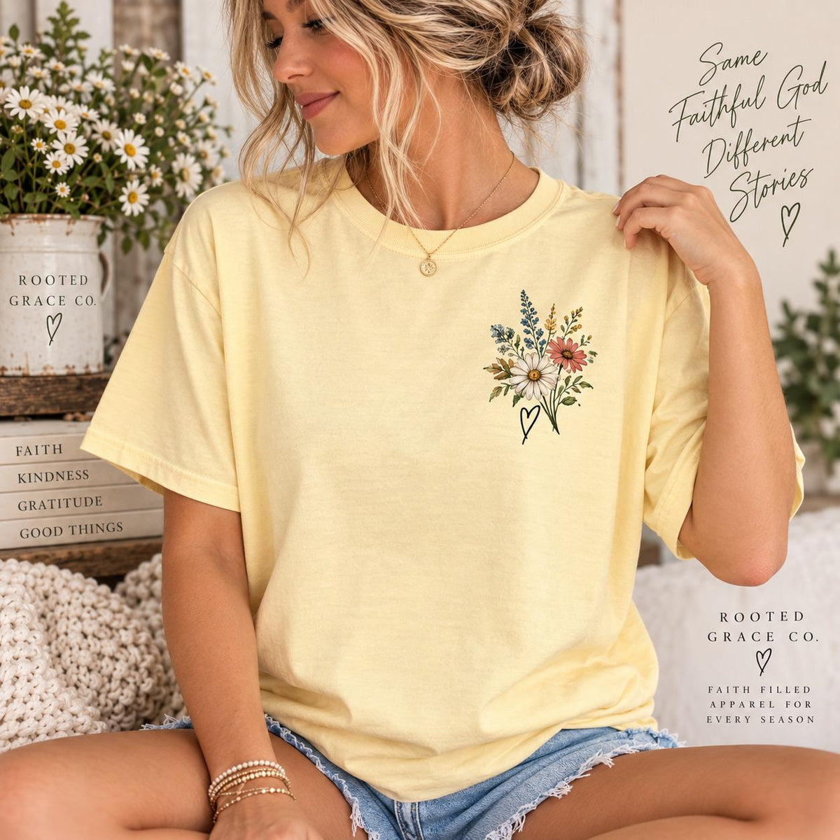 Women of the Bible Wildflower Tee, Ruth Esther Mary Deborah Christian Shirt (Comfort Colors)