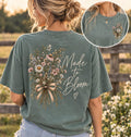 Made to Bloom Wildflower Tee, Boho Christian Floral Shirt, Comfort Colors 1717