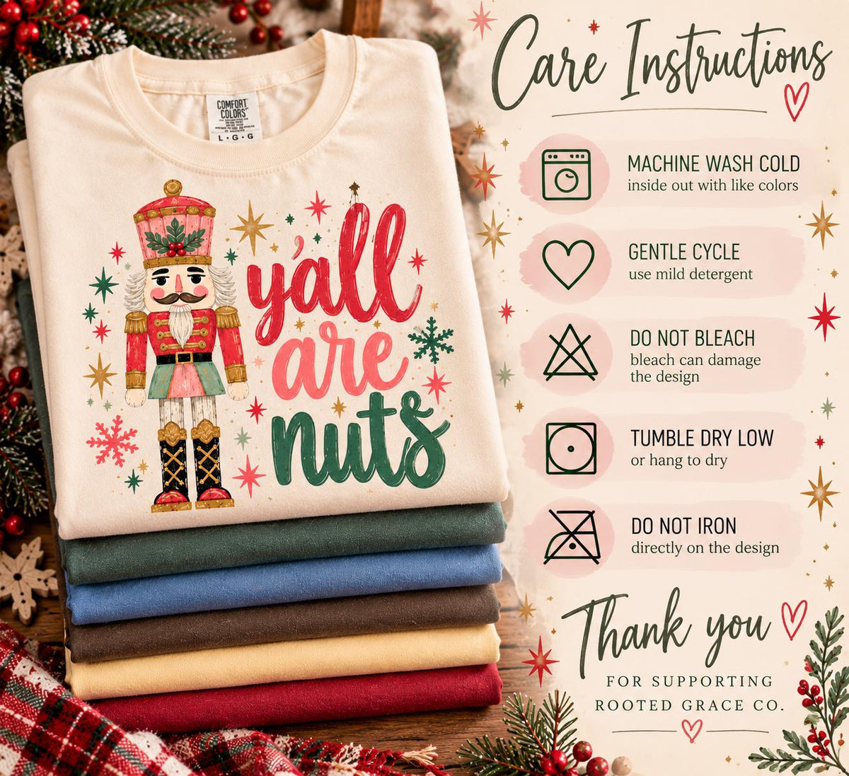 Y'all Are Nuts Nutcracker Christmas Shirt, Funny Southern Christmas Tee, Comfort Colors Retro Nutcracker Holiday T-Shirt, Gift