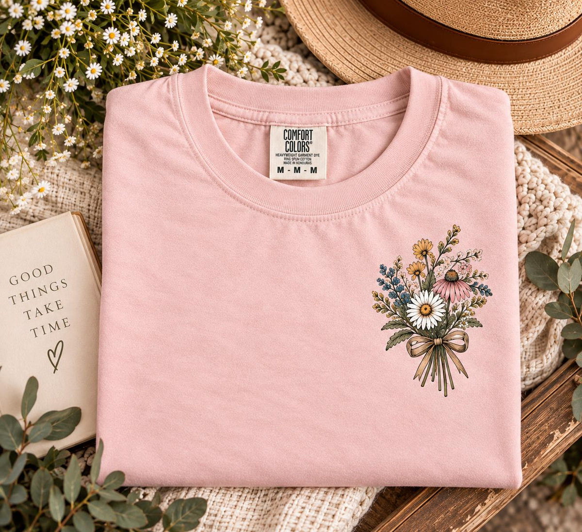 Wildflower Comfort Colors Tee, Proverbs 31:25 Christian Shirt, Dignity Strength Design