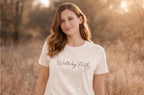 Walk by Faith Tee, 2 Corinthians 5:7 Minimalist Christian Shirt for Women