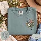 Wildflower Hummingbird Christian Tee, Isaiah 40:31 Comfort Colors Shirt