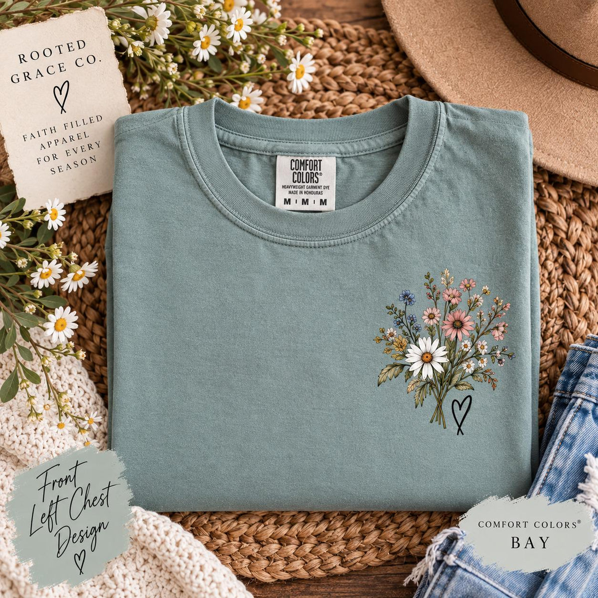 Wildflower Hummingbird Christian Tee, Isaiah 40:31 Comfort Colors Shirt
