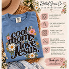 Cool Moms Love Jesus Wildflower Comfort Colors Tee, Retro Christian Mom Shirt, Daisy Faith Tee for Women, Mothers Day Gift
