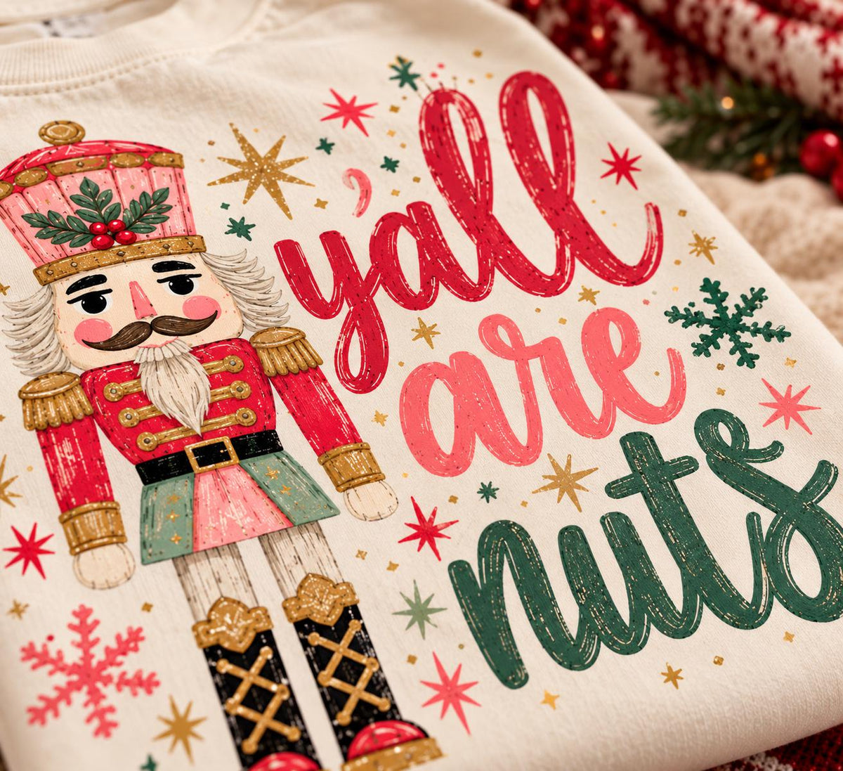 Y'all Are Nuts Nutcracker Christmas Shirt, Funny Southern Christmas Tee, Comfort Colors Retro Nutcracker Holiday T-Shirt, Gift