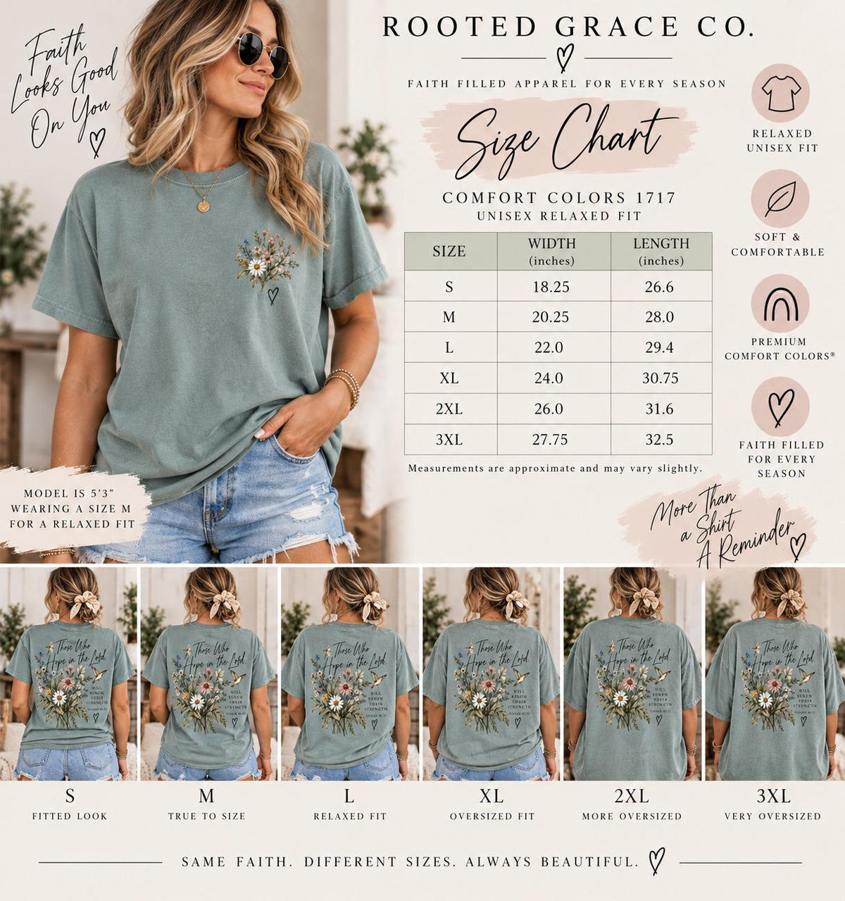 Wildflower Hummingbird Christian Tee, Isaiah 40:31 Comfort Colors Shirt