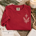 O Come Adore Him Christmas Tee, Luke 2:11 Pine Holly (Comfort Colors)