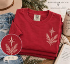 O Come Adore Him Christmas Tee, Luke 2:11 Pine Holly (Comfort Colors)