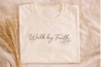 Walk by Faith Tee, 2 Corinthians 5:7 Minimalist Christian Shirt for Women