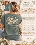 Saved by Grace Wildflower Tee, Ephesians 2:8 Christian Shirt, Comfort Colors® 1717 Cotton Tee