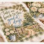 Take Me Back to the Good Ol' Days Comfort Colors Tee, Gingham Country Road Wildflower Shirt for Women, Nostalgic Farmhouse Tee