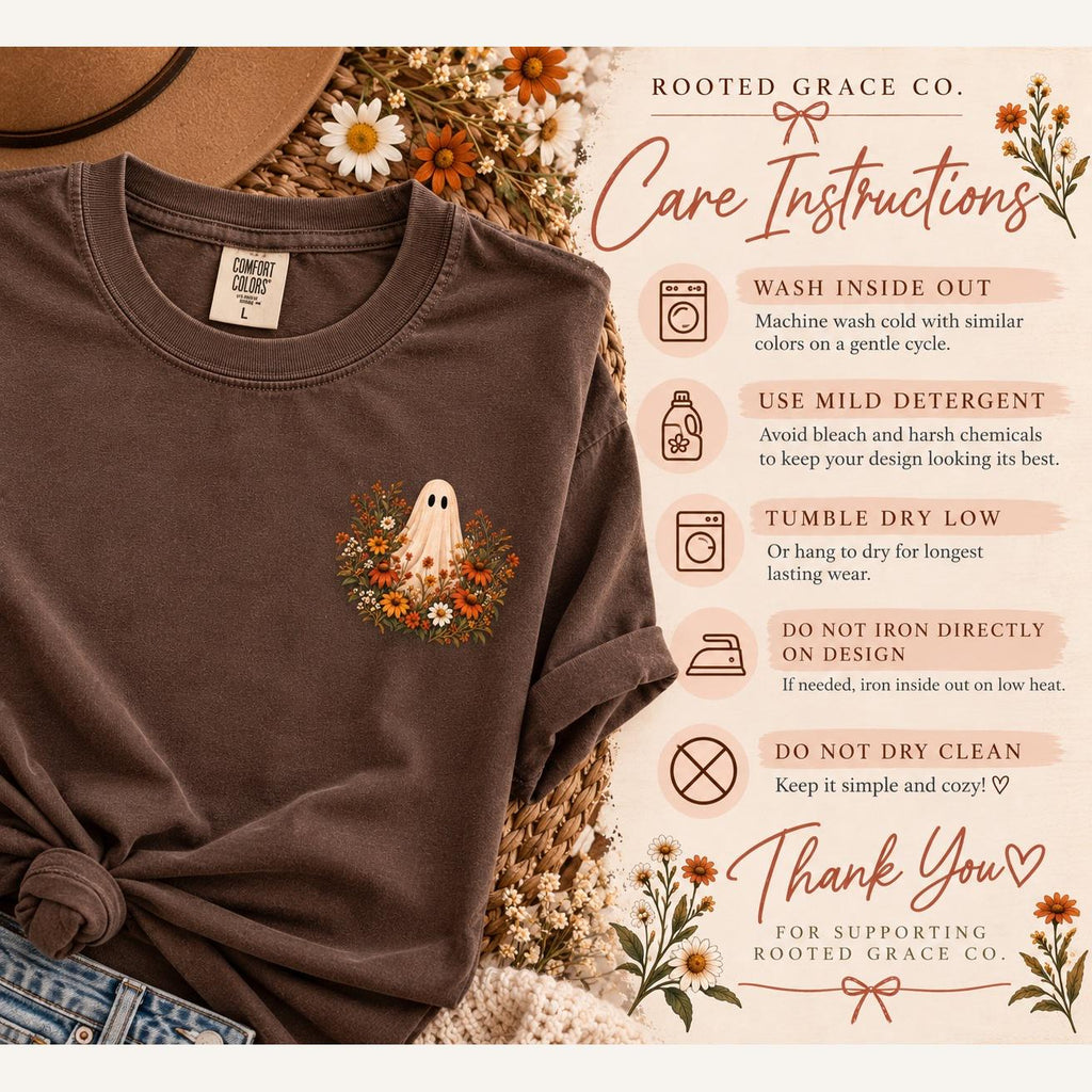 Ain't No Ghost Like the Holy Ghost Comfort Colors Tee, Christian Fall Shirt for Women, Cute Ghost Wildflower Autumn Tee