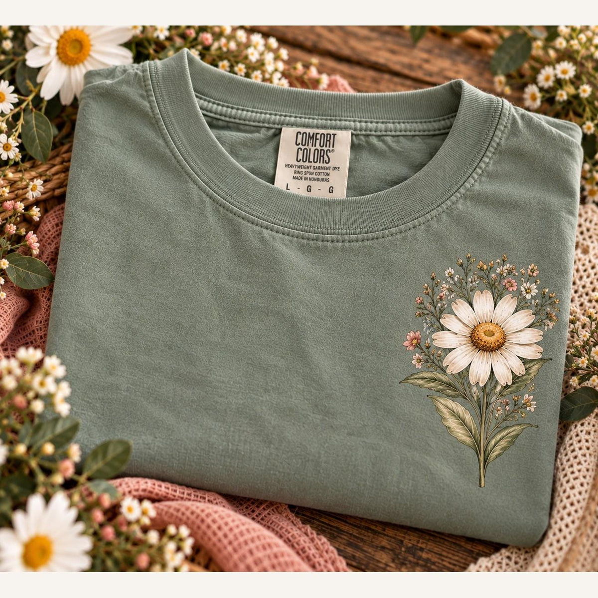 My Way His Way Wildflower Comfort Colors Tee, John 14:6 Christian Shirt for Women, I Am the Way Daisy Faith Tee