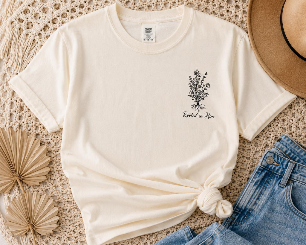 He Is Still Writing Your Story Comfort Colors Christian Shirt, Hebrews 12:2 Floral Design
