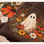 Ain't No Ghost Like the Holy Ghost Comfort Colors Tee, Christian Fall Shirt for Women, Cute Ghost Wildflower Autumn Tee