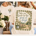 Take Me Back to the Good Ol' Days Comfort Colors Tee, Gingham Country Road Wildflower Shirt for Women, Nostalgic Farmhouse Tee