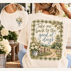 Take Me Back to the Good Ol' Days Comfort Colors Tee, Gingham Country Road Wildflower Shirt for Women, Nostalgic Farmhouse Tee