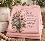 Wildflower Comfort Colors Tee, Proverbs 31:25 Christian Shirt, Dignity Strength Design