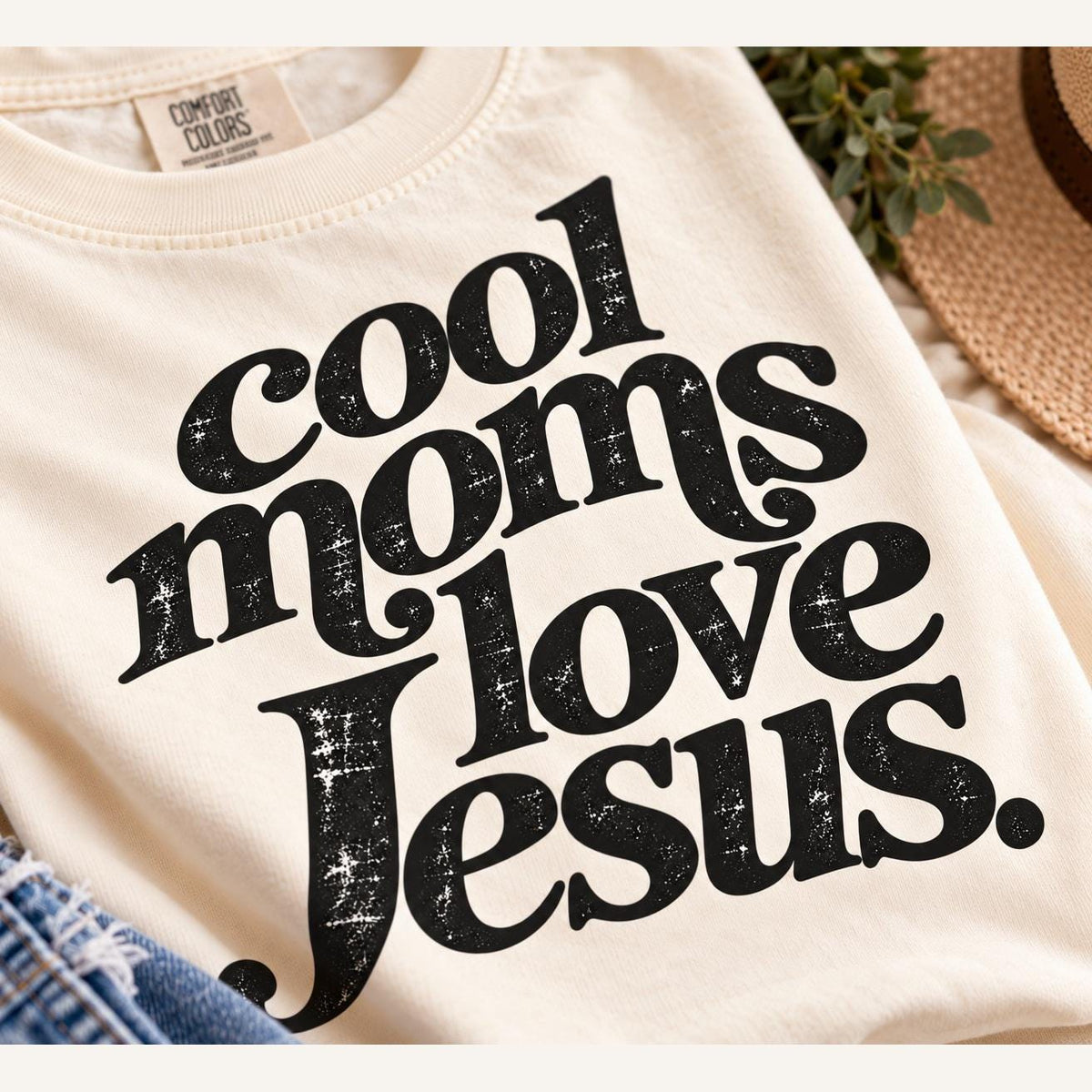 Cool Moms Love Jesus Comfort Colors Tee, Retro Christian Mom Shirt, Minimalist Faith Tee for Women, Mothers Day Gift