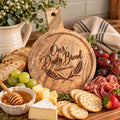 Our Daily Bread Engraved Acacia Serving Board, Matthew 6:11 Round Bread Board with Handle, Christian Kitchen Gift